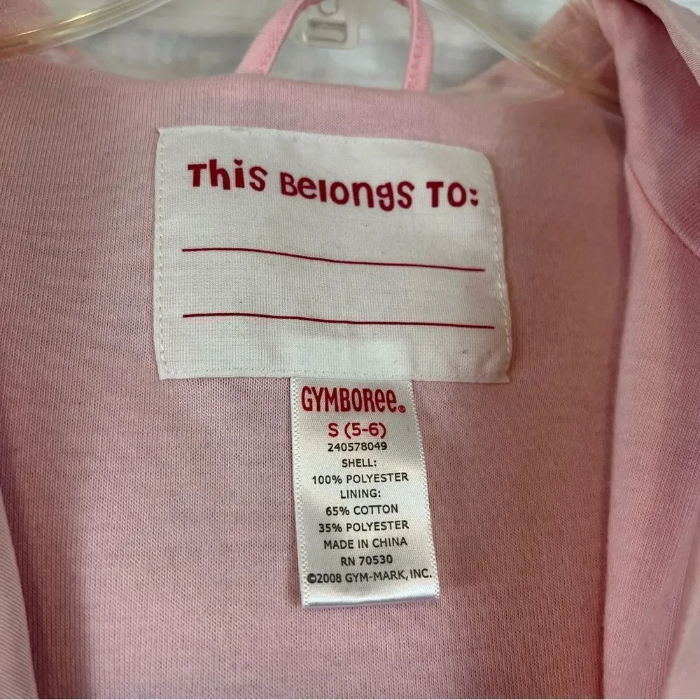 Girls Gymboree Lined Raincoat/Rain Jacket Hearts Velcro Raspberry  Pink 5-6